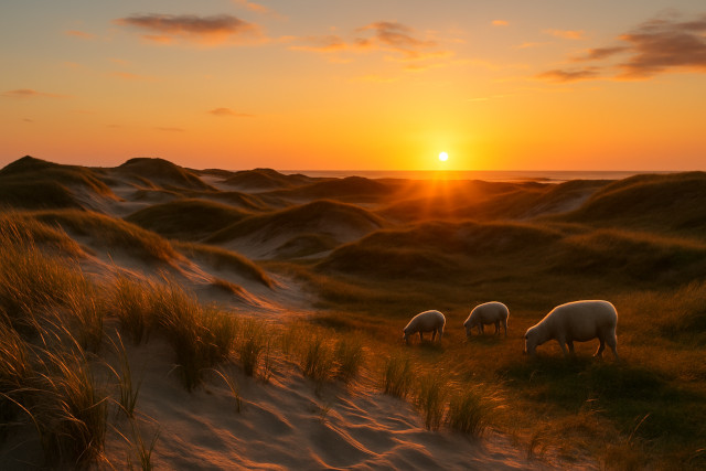Sonnenuntergang über den Dünen von Amrum